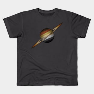 Planet and Rings in Gay Bear Pride Flag Colors Kids T-Shirt